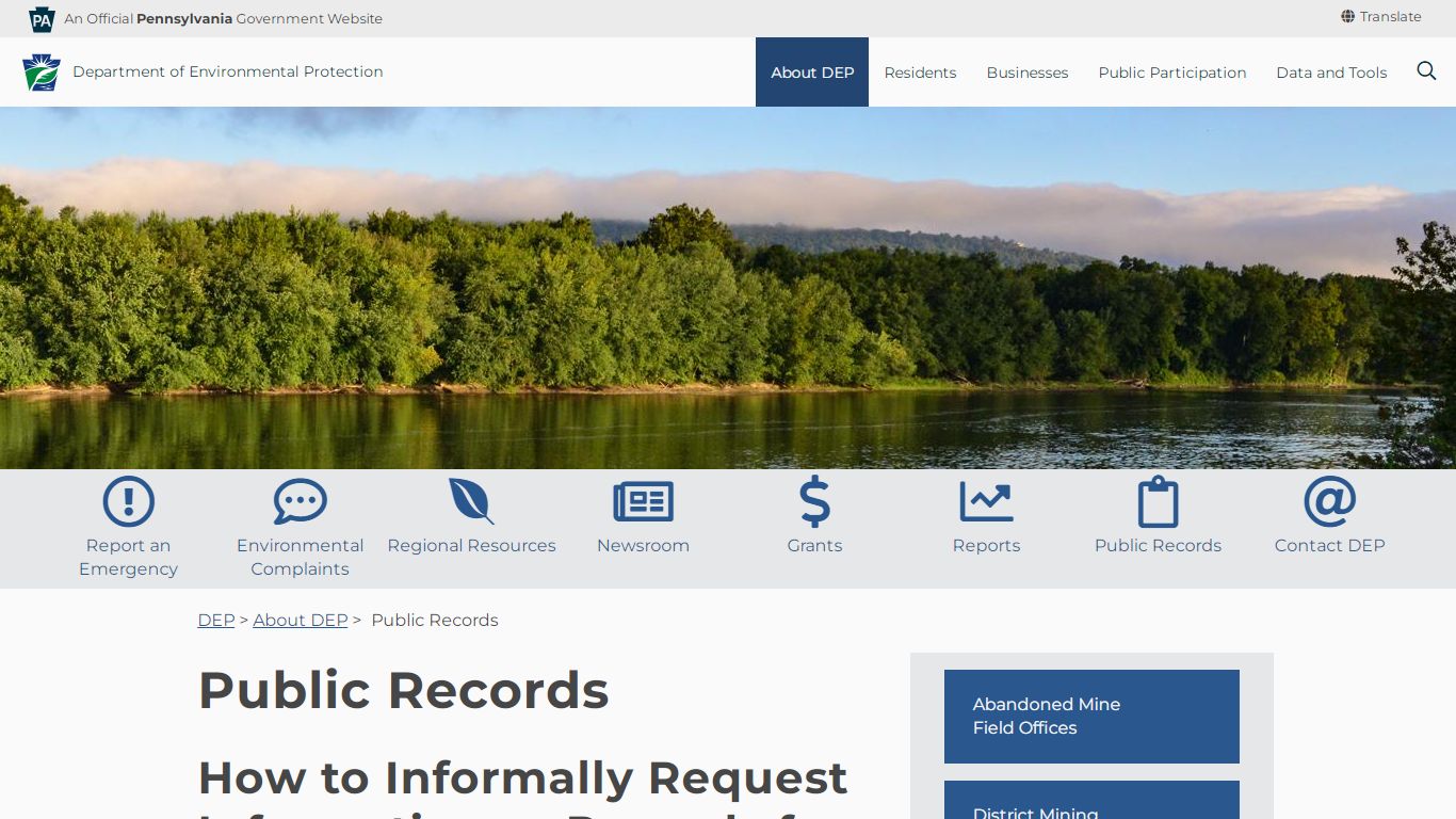 Public Records - Department of Environmental Protection